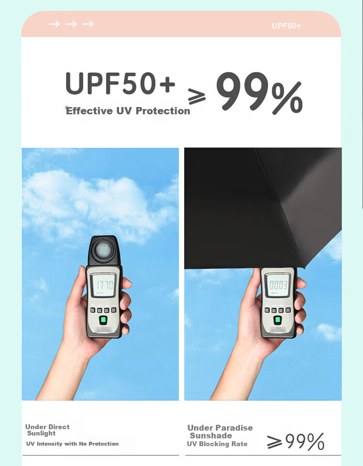 Paradise Umbrella UV Protection Three-Fold Lightweight Black Coating Outdoor Sunshade Rain Umbrella Silver Lotus 4