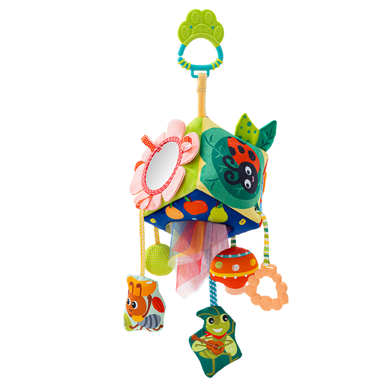 Jollybaby Baby Toy Pull-and-Play Car Hanging Sensory Development Educational Crib Bell Pull Toy - Insect Square Pull-and-Play