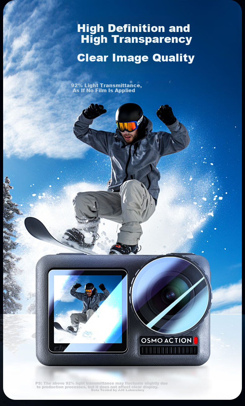 JJC Tempered Glass Screen Protector and Lens Film for DJI Action 5 Pro Osmo Sports Camera Accessories 5