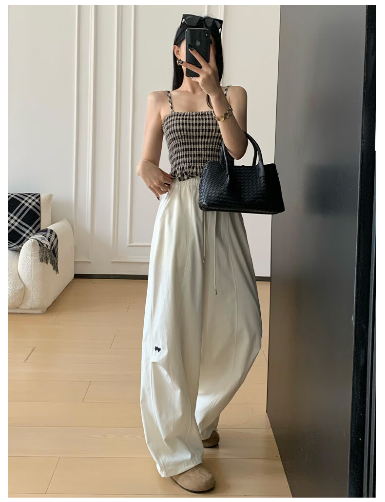 Xueqiman Lightweight Wide-Leg Pants Women 2026 New Summer High-Waist Loose Slim Paratrooper Sports Straight Casual Cargo Pants 13