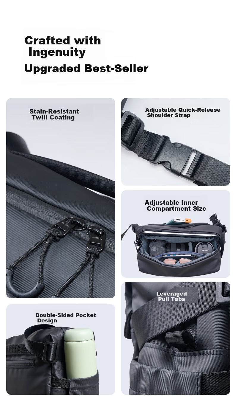 Llano S9 Shadow Capture Camera Bag Crossbody Shoulder Functional Photography Bag for Men and Women DSLR Mirrorless Lens Storage Compatible with Sony Fujifilm Canon Nikon Hasselblad One Body Multiple L 1