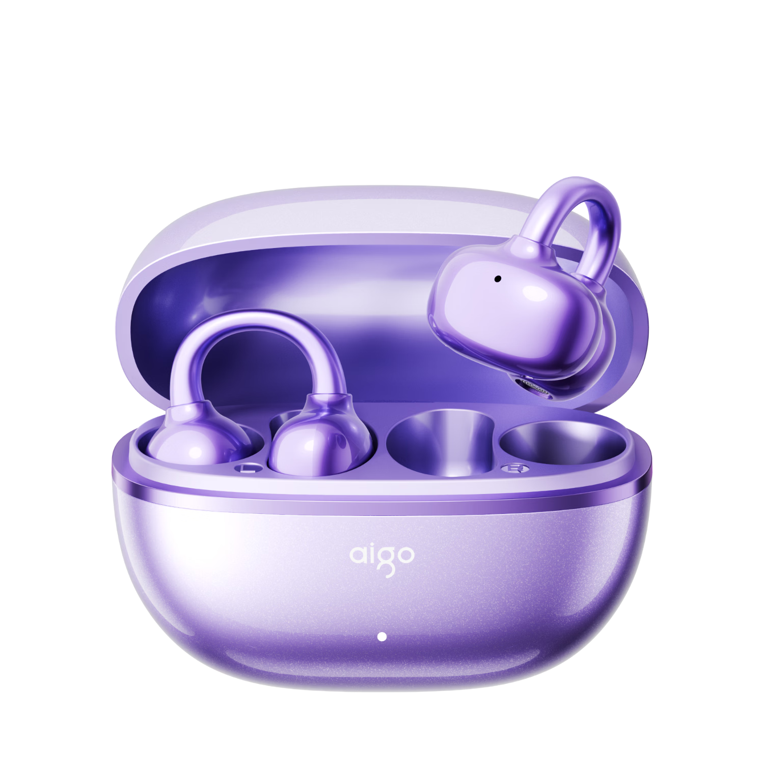 Aigo Bluetooth Ear Clip Open-Ear True Wireless Bluetooth 6.0 Children's Bone Conduction Concept Sports Running Earphones CJ179 Purple