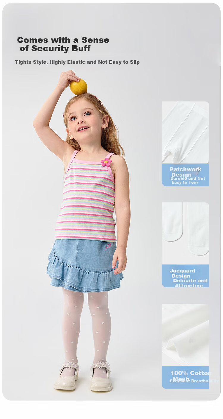 Balabala Girls' Summer Thin Tights Children's Dance Velvet Leggings Student Two-Pack 4