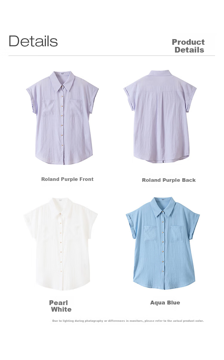 Inman Commuter Elegant Cap Sleeve Short Sleeve Shirt Women Summer Fashion High-End Roland Purple L 24