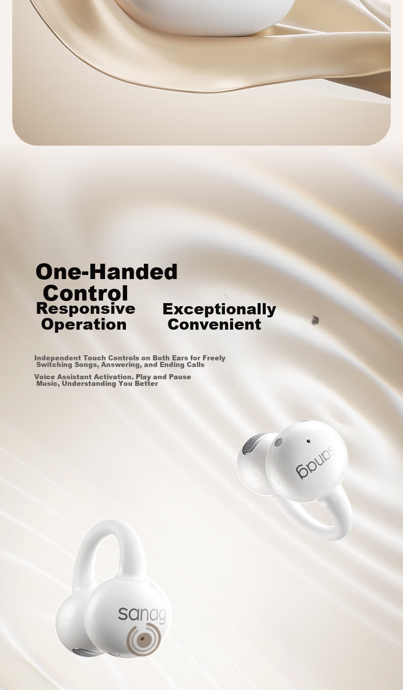SANAG Z60S Bluetooth Headphones, Clip-On Wireless Bone Conduction Open-Style Gaming AI Translation Call Noise Reduction Ultra-Long Battery Life 2026 New Model Compatible with Apple, Huawei, Xiaomi 18