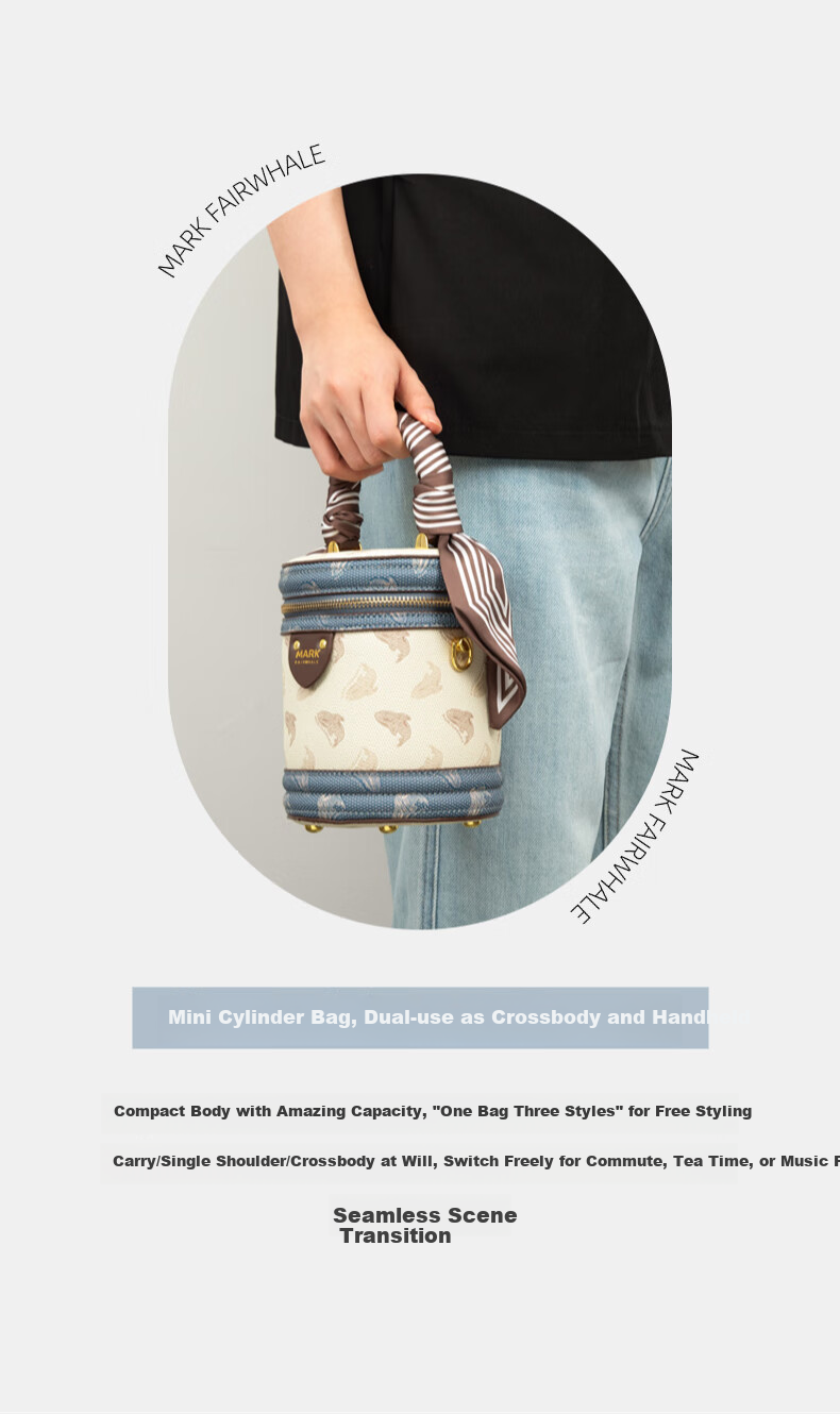 Mark Fairwhale Vintage Luxury Fashion Bucket Bag Versatile Round Tote Handbag Shoulder Bag for Women New Year Goddess Day Gift 2
