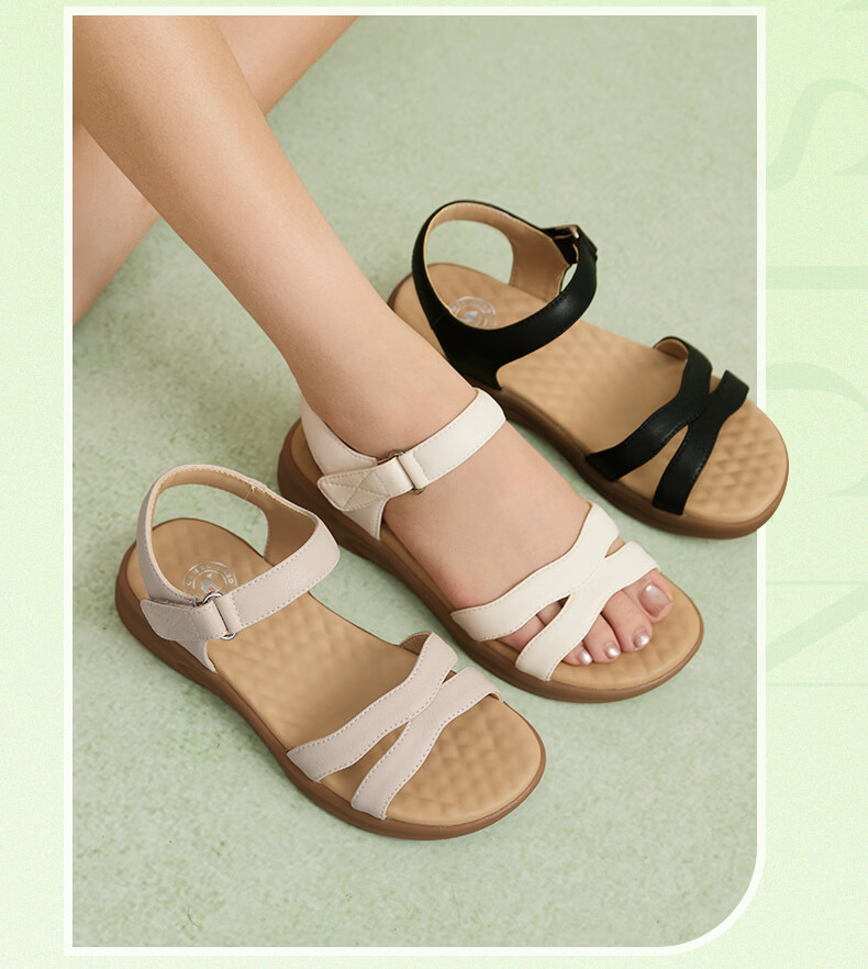 CAMEL Women's Sandals Relaxed Breathable Versatile Beach Casual Shoes L26M504059 Beige Size 37 3