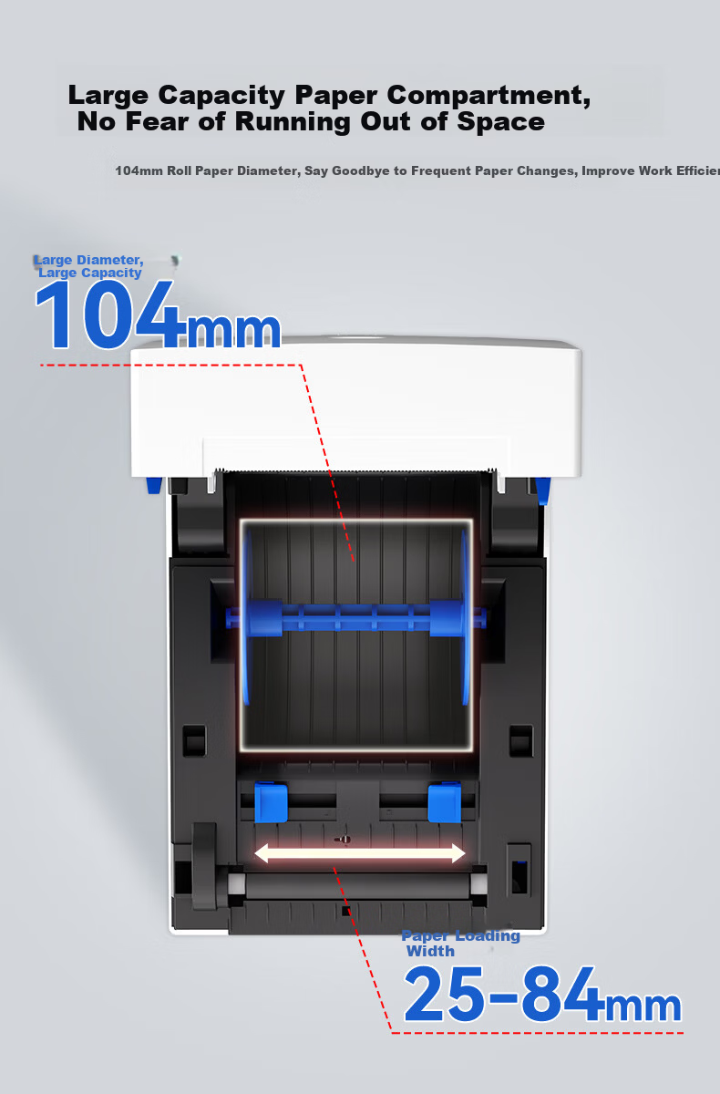 QIRUI QR-348S Thermal Label Printer Warehouse Logistics Fixed Asset Label Machine 80mm Adhesive Barcode Express Shipping Label Commercial Printer 8