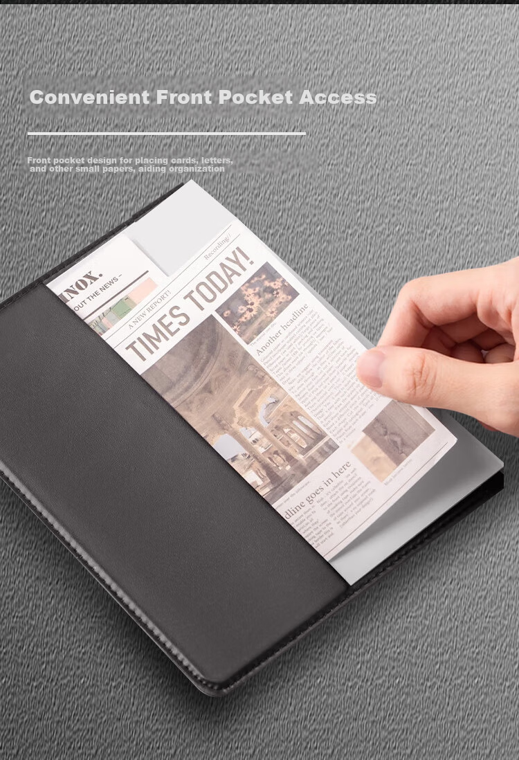 TANGO 16K Classic Business Leather Notebook Simple Black 80 Sheets Soft Touch Journal Office Diary Meeting Notes Lesson Plan Customizable 6