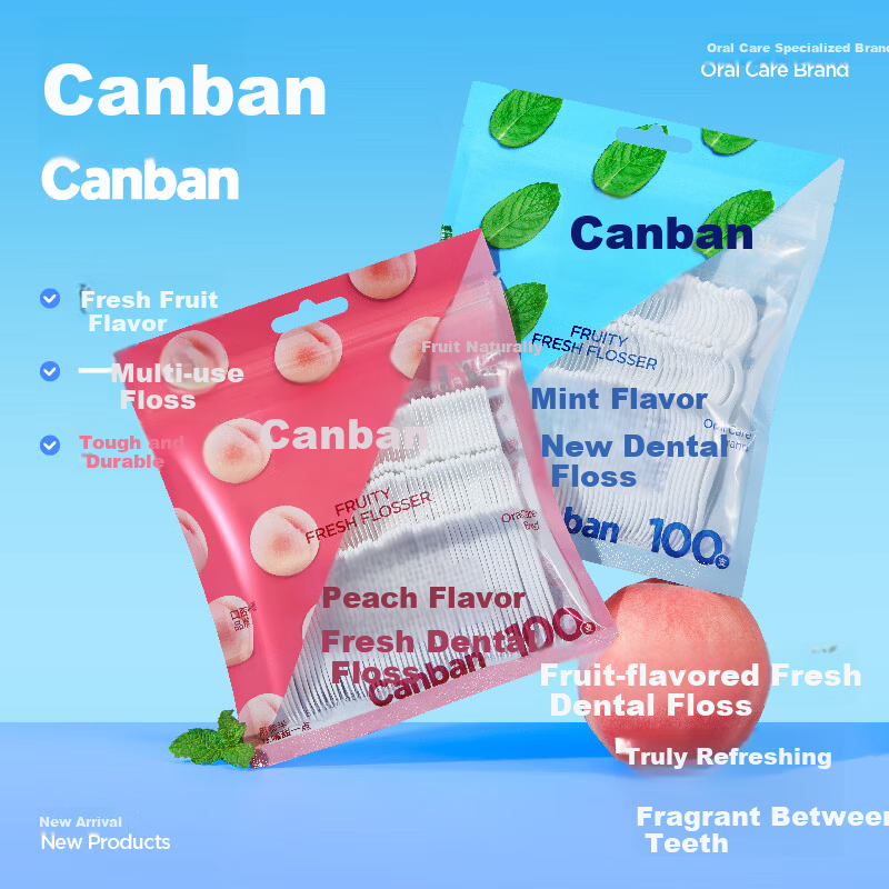 Canbebe Dental Floss Clean Teeth Gap Refreshing Mint Flavor Double-Ended Deep Oral Cleaning 100pcs