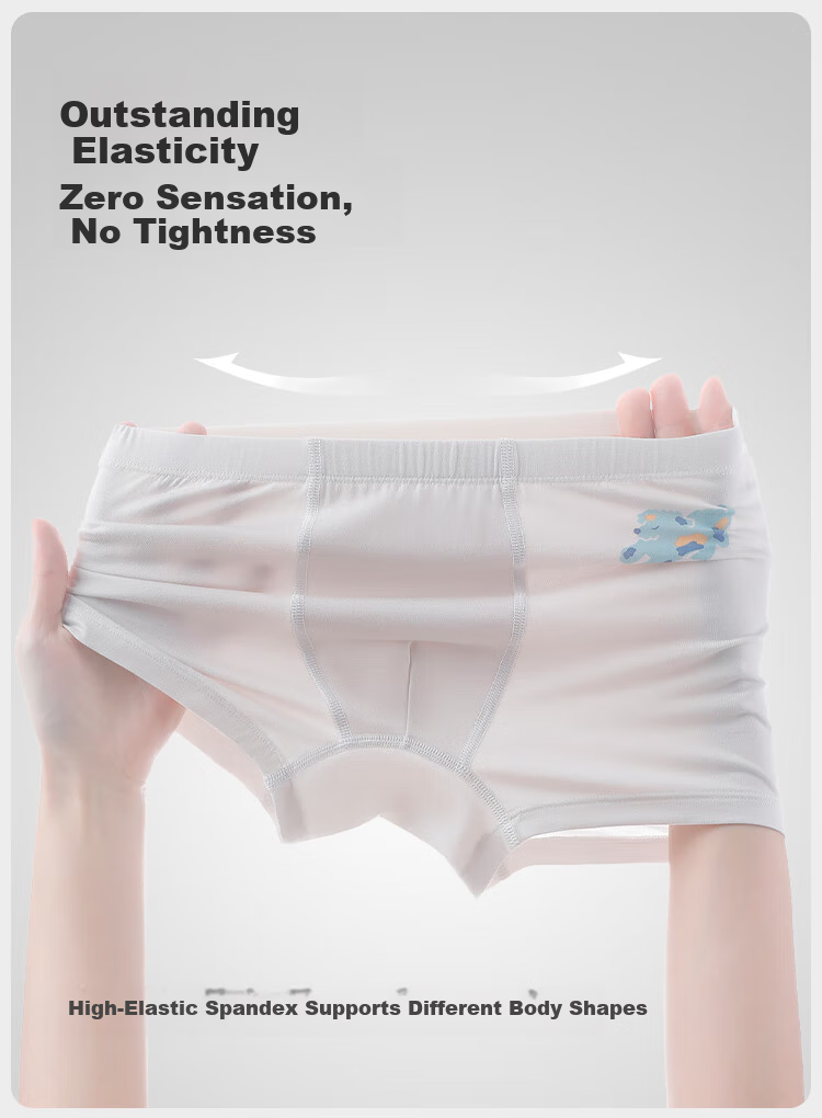 Ying's 7A Antibacterial Lenzing Modal Children's Underwear Mulberry Silk Crotch Boxer Briefs Unisex Kids Underwear 5-Pack 10