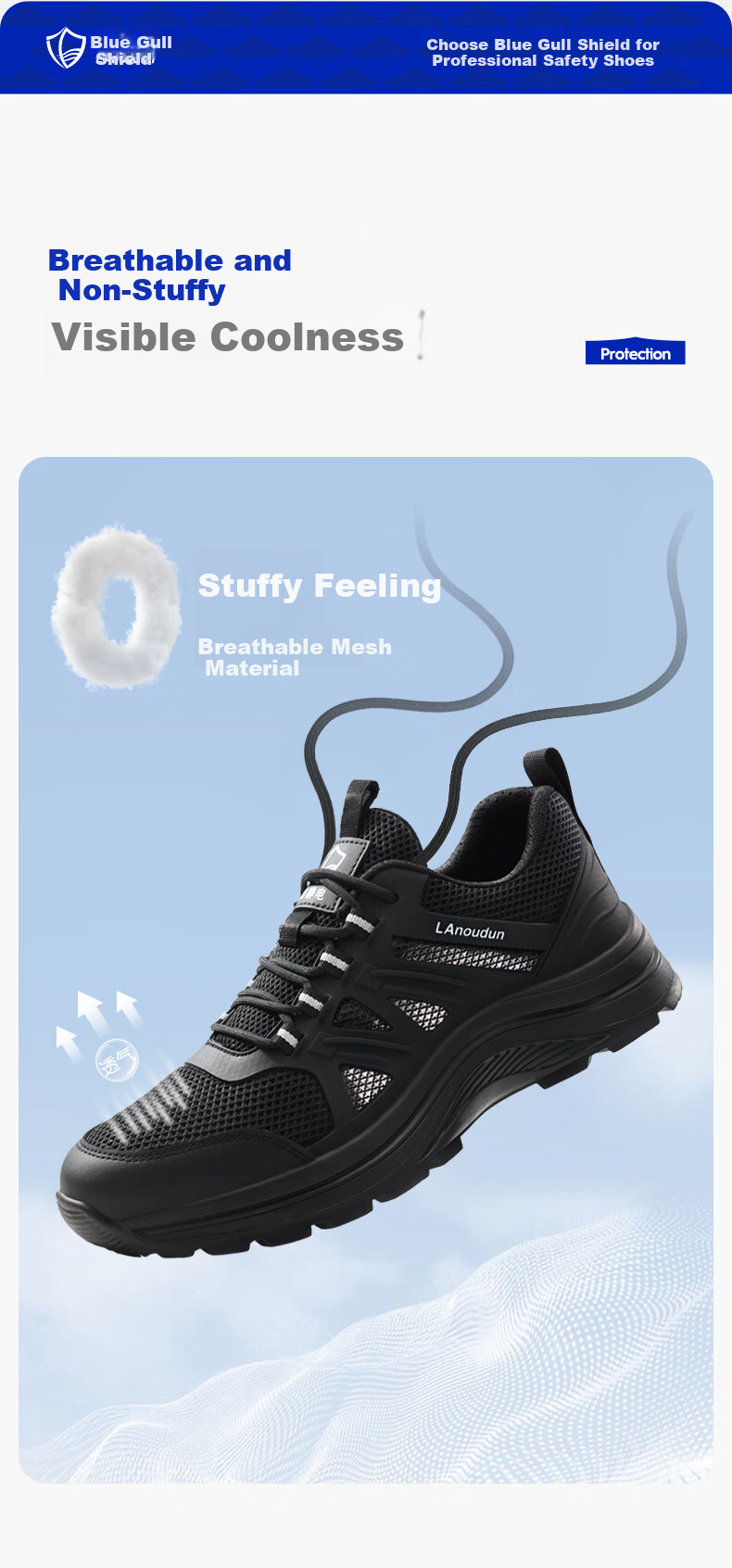 BlueOwl Shield Anti-Static Shoes Unisex Gas Station Summer Breathable Lightweight Non-Slip Wear-Resistant Safety Work Shoes D289TBA 42 6