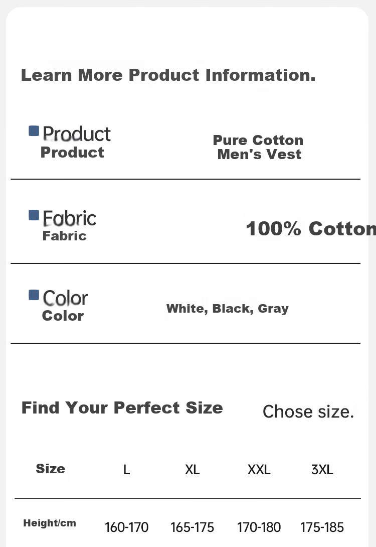 Yiershuang Vest [100% Cotton] Men's High Elasticity Summer Thin Sleeveless Casual Sports Sweat-Absorbing Breathable Base Shirt 13
