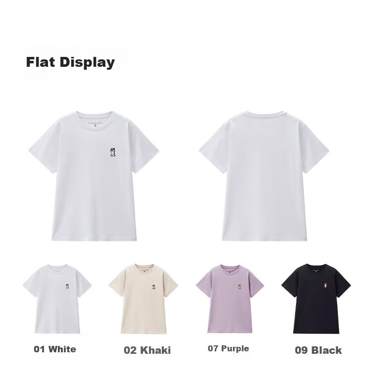 Giordano Women's Short Sleeve T-Shirt 2026 Summer New Pure Cotton Cute Cat Embroidery Crew Neck Top 13326316 19