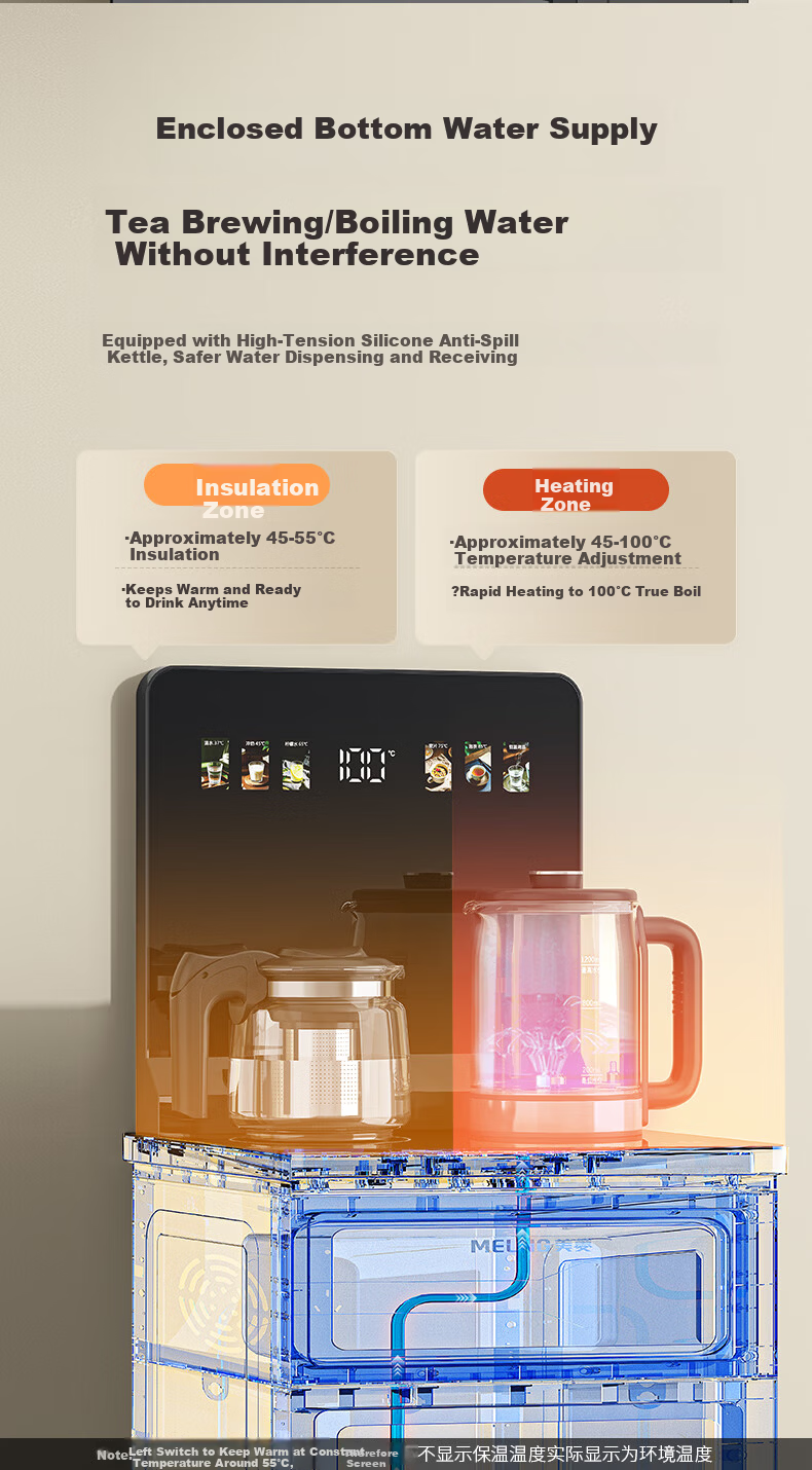 MeiLing Office Home Bottom Water Refill Anti-Overflow Tea Bar Machine Smart Voice Drinking Water Dispenser Flagship New Upgrade Slim Direct Screen Tea Maker MY-DA6215 3