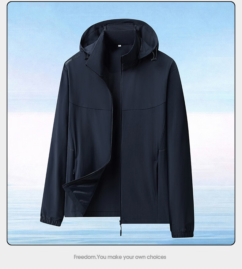 ROMON Men's Summer Thin Ice Silk Quick-Dry Sun Protection Jacket Outdoor Breathable Skin Jacket 9968 Smoke Gray 2XL 19