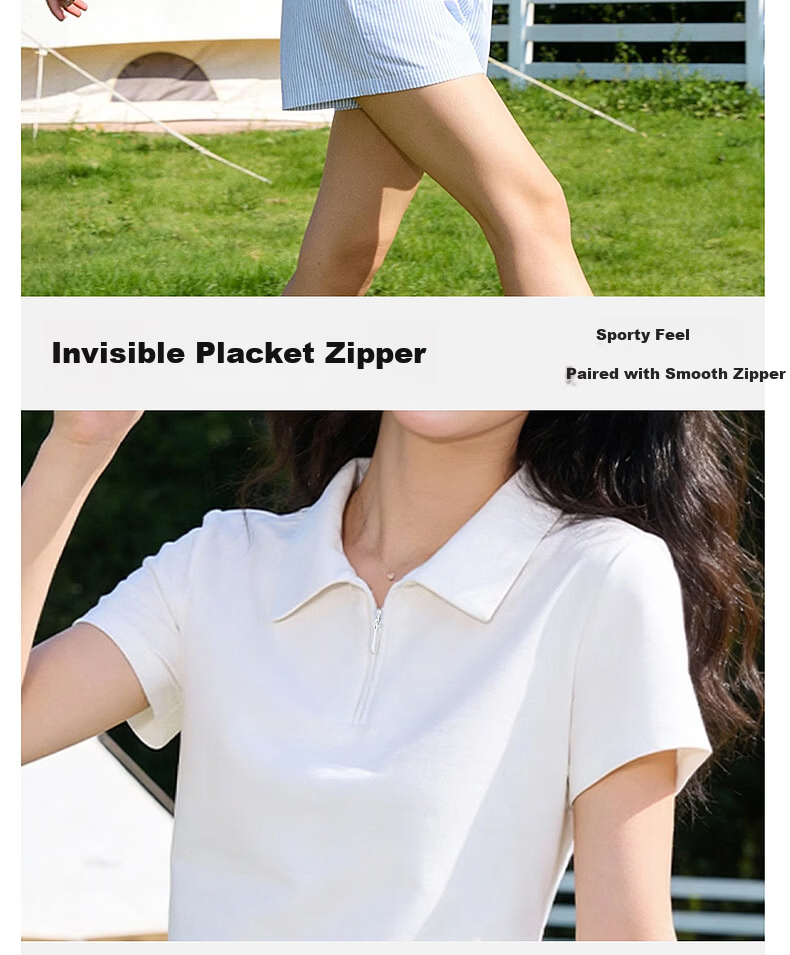 Baleno Gathered Polo Short Sleeve T-Shirt Women 2026 Summer New Fashion Casual Breathable Shoulder Slimming Top 9
