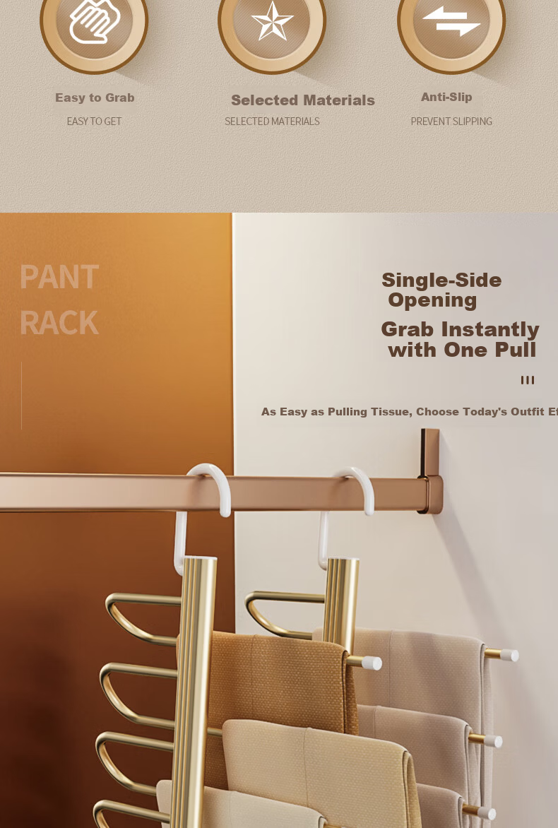 Fanye Aluminum Alloy Folding Multi-Functional 6-Layer Pants Hanger Pants Clip Clothes Rack Wardrobe Drying Rack 2