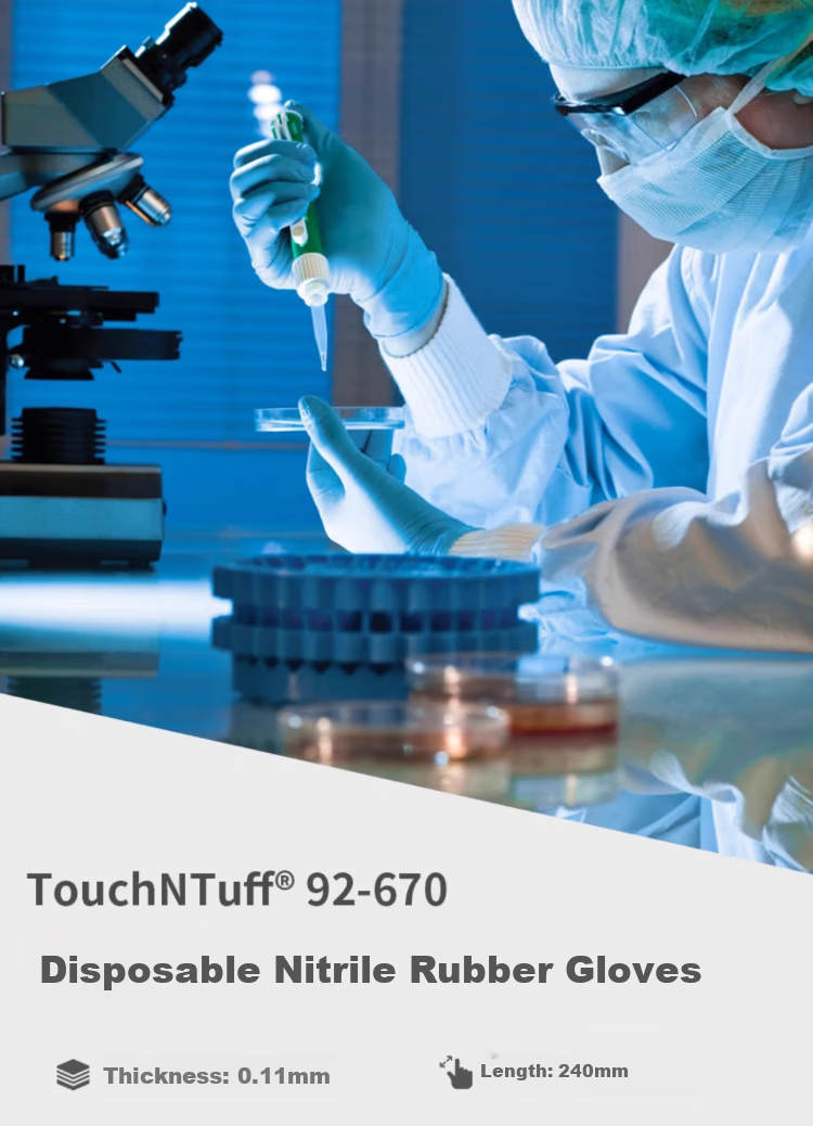 Ansell Disposable Powder-Free Nitrile Gloves Thickened Wear-Resistant Food Grade Household Laboratory Inspection Protective Gloves 92-670 (100 pcs/box) M 1