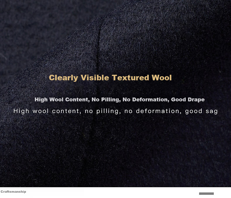 ROMON Autumn Winter Woolen Coat Business Casual Trendy Men's Trench Coat 1930 Navy Blue 2XL 6