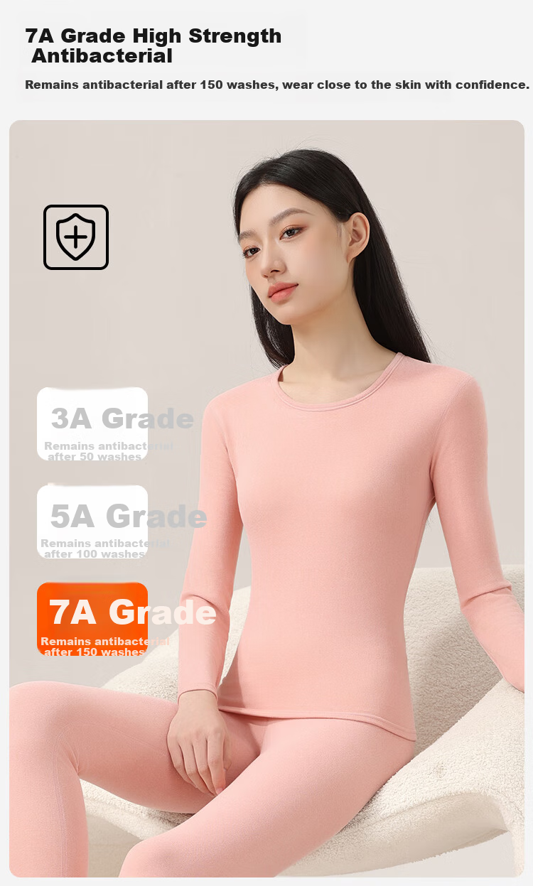 Urban Beauty Women's Cashmere Silk Thermal Fleece Lined Thickened Autumn Long Johns Set Milk Tea Skin L Size 10
