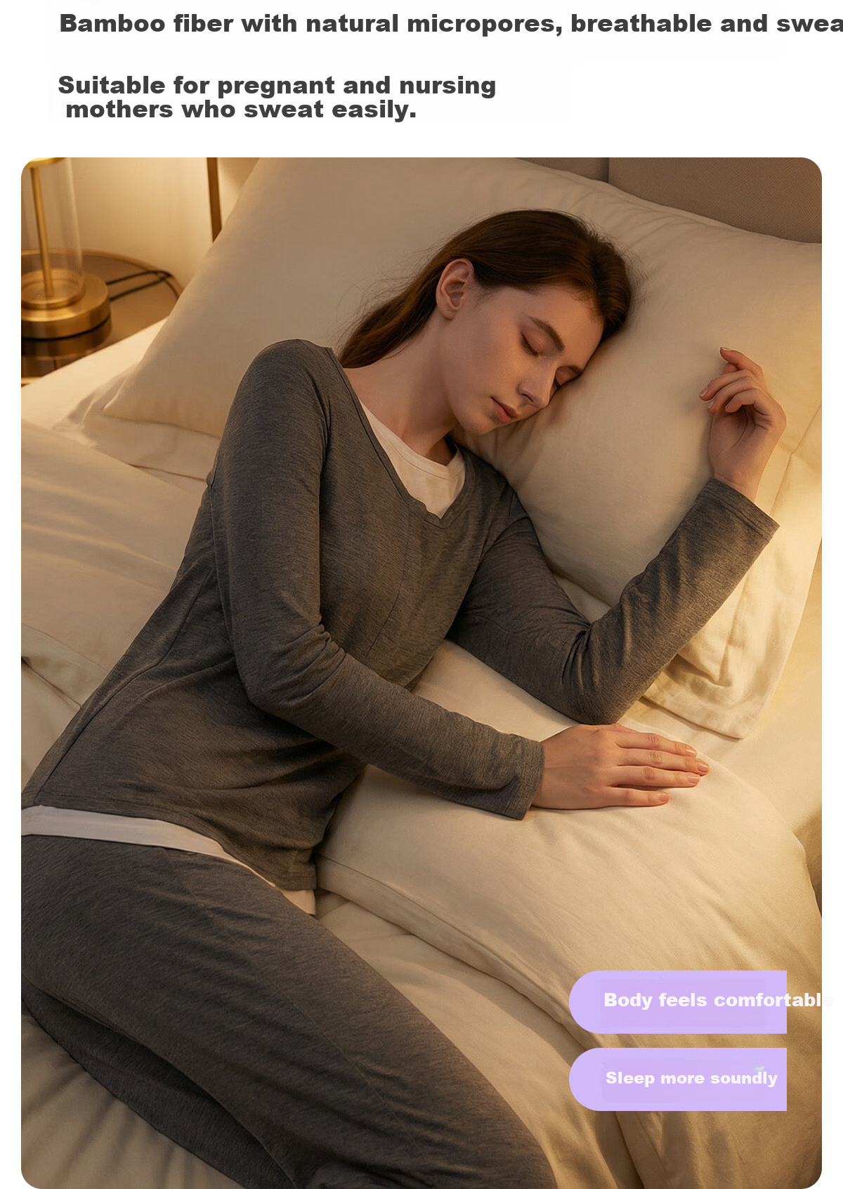 JOYNCLEON Bamboo Fiber Maternity Pajamas Spring Summer Nursing Postpartum Pregnancy L jyz204870 7