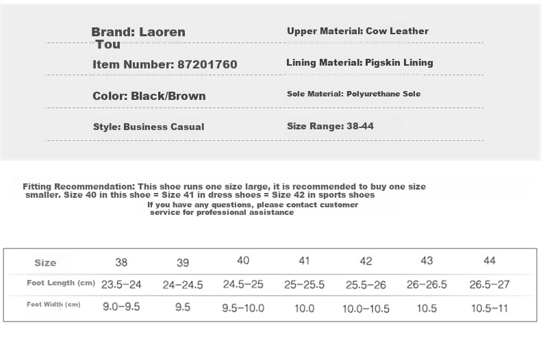LAORENTOU Men's Leather Business Casual Slip-On Shoes Durable Comfortable Black 38 87201760 10