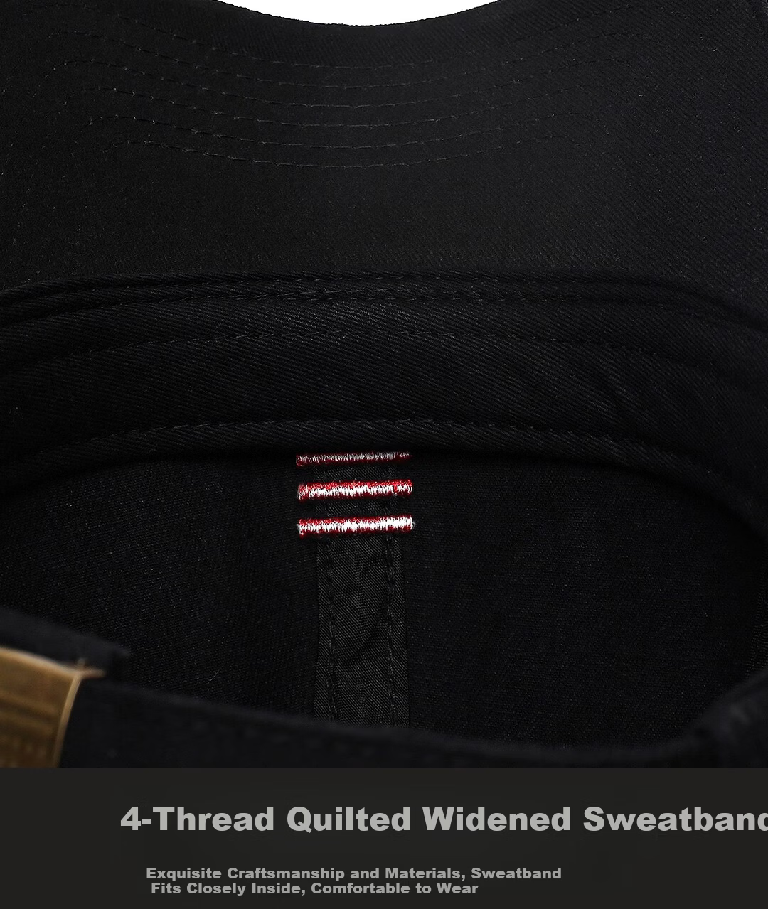 Miiow Men's Cotton Baseball Cap Large Size Big Head Circumference Unisex Duckbill Hat Trendy Sunshade Black-Red Three Stripes 20