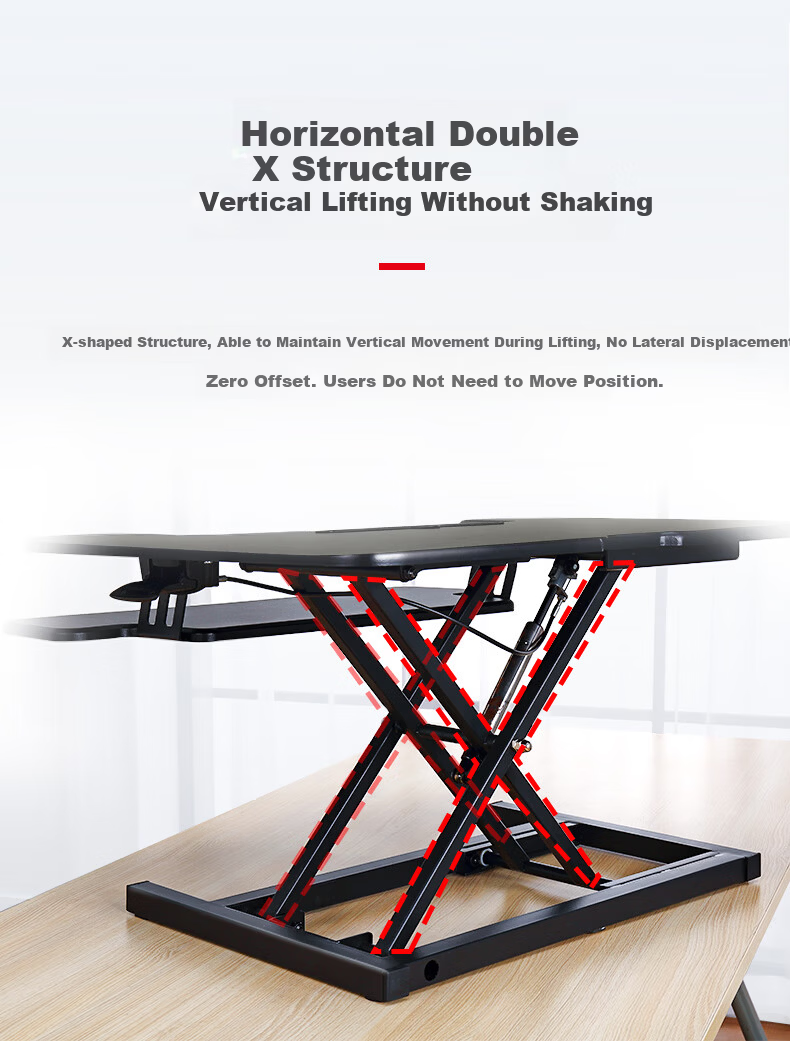 ECOLUS Height Adjustable Desk, Computer Desk, Standing Desk with Lift Support, Dual-Layer Workstation for Standing Office Use, LST05BK 8