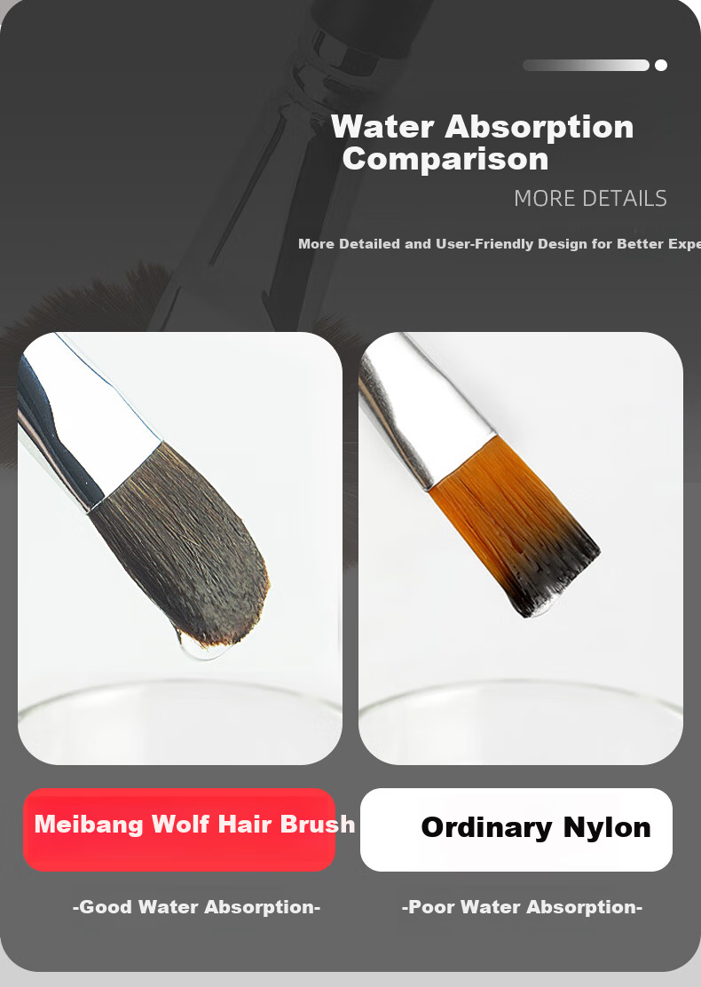 Meibang Qifu Wolf Hair Gouache Watercolor Oil Painting Acrylic Brush Set for Beginners Long Handle Flat Brushes #1-3-5 Art Student Special 3