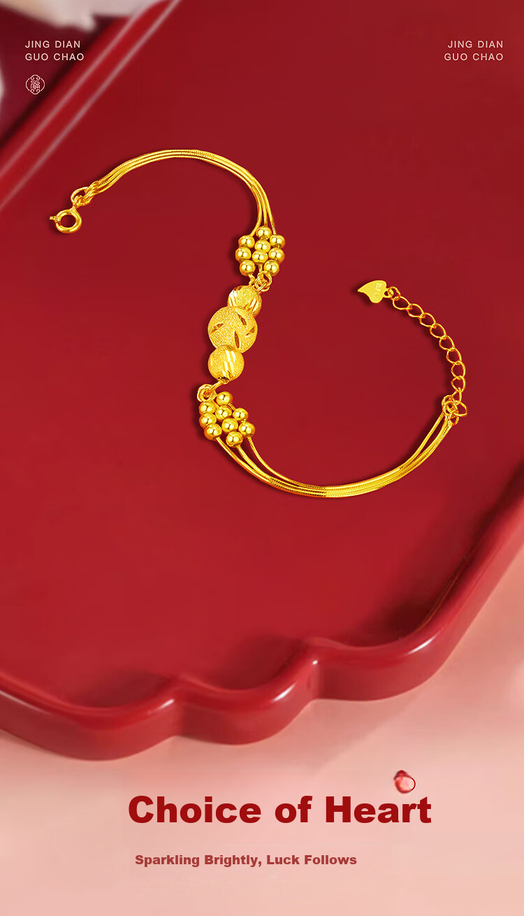 Jinliufu Jixiang Women's S925 Silver Bracelet, Three Lives Three Worlds Hand Jewelry, Filigree Bead, Pure Silver Ornament, Gift for Mom on Mother's Day 1