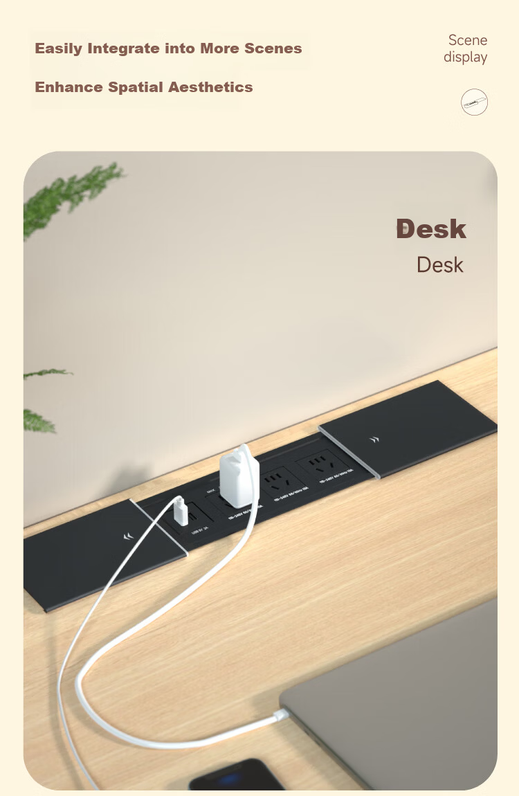 Shuxiang Embedded Socket, Desktop Socket, Embedded Power Strip, Island Furniture, Tabletop Desk, Dining Table Hidden Socket with USB/Type-C Sliding Cover, Embedded Power Strip 8