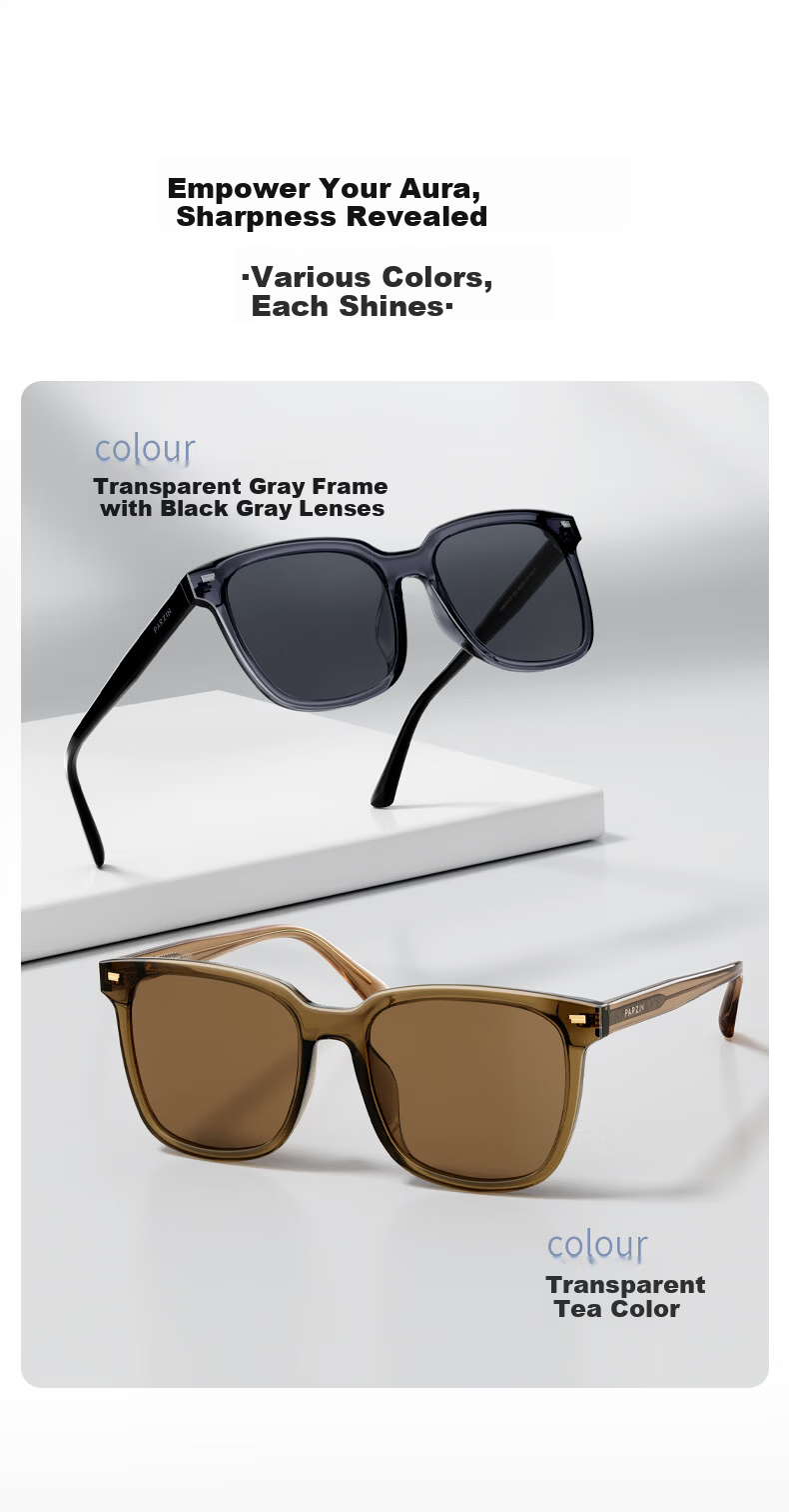 PARZIN Polarized Sunglasses Women [Zhou Ye Same Style] Black Oversized Square Face Slimming Glasses UV Protection Driving Sunglasses Men Gift 8