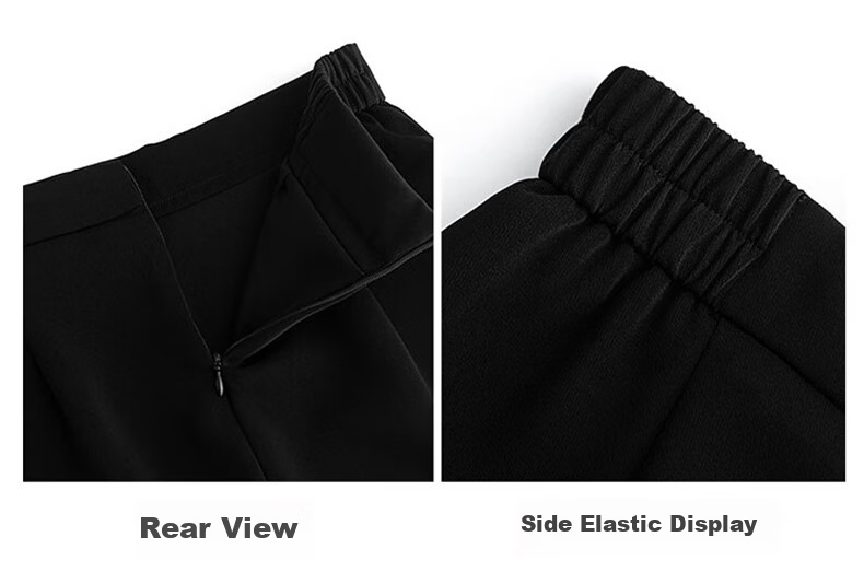 Langsha Women's High-Waist Asymmetric Slit Design Slim Fit A-Line Anti-Exposure Short Skirt Pants 11
