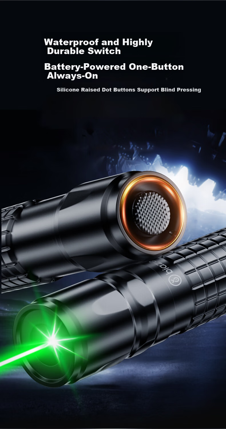 BIAZE Outdoor High-Power Green Laser Pointer Infrared Strong Light Laser Flashlight for Construction Engineering Astronomy Star Pointer LED Screen Compatible 7