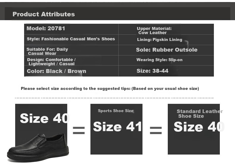 MULINSEN Men's Business Casual Leather Shoes First Layer Cowhide Slip-On Thick Sole Dad Shoes 20781 1