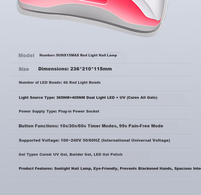 Feihou High-Power Quick-Dry Nail Lamp UV LED Gel Nail Dryer Red Light Nail Polish Curing Lamp Non-Blackening Professional Nail Salon Use 14