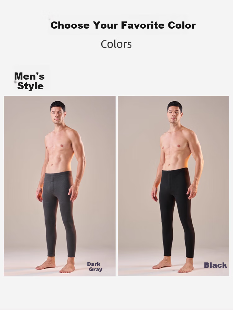 Langsha Men's Thermal Pants Fleece Lined Thickened Cotton Wool Silk Knee Patch Cold Protection Plus Size Base Layer Autumn Trousers 25