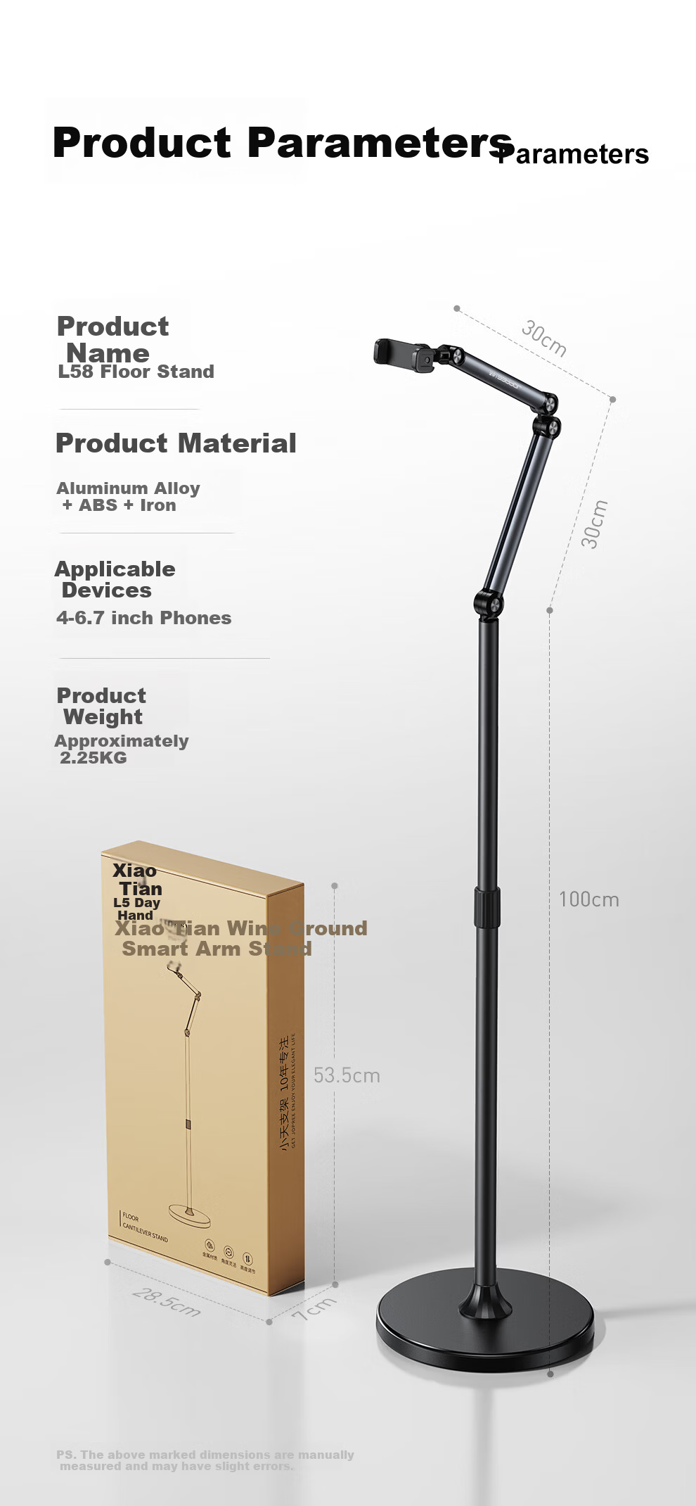 JOPREE Mobile Phone Stand Floor Live Streaming Stand Multifunctional Shooting Overhead Adjustable Telescopic Lazy Stand Bedside Video Watching Universal Support Stand 17