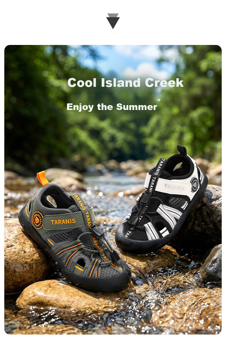 TARANIS Kids Summer Sports Barefoot Sandals Boys Breathable Water Shoes Outdoor Camping Shoes Dark Green Size 29 2