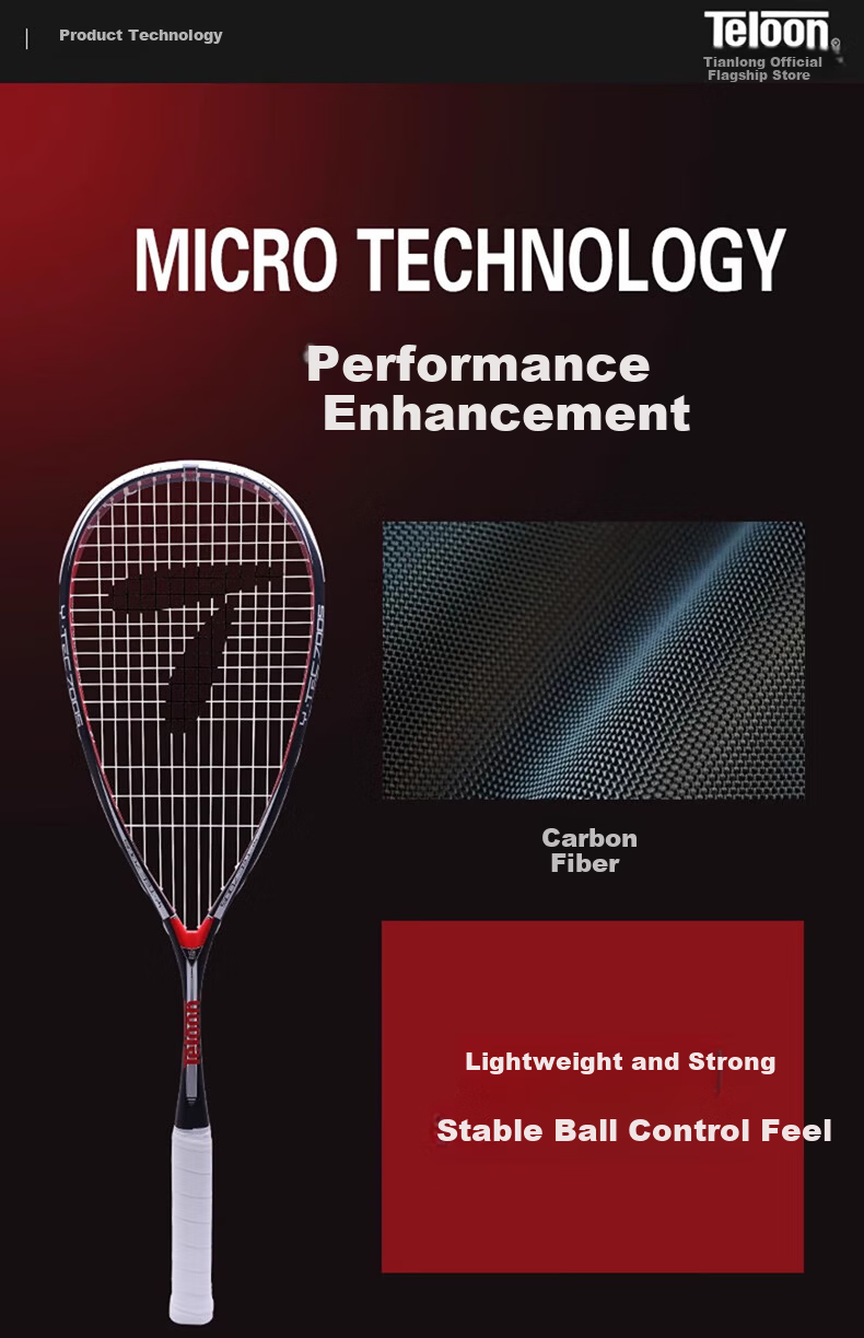 Teloon (Teloon) Squash Racket Beginner Entry Set Carbon Aluminum Detachable Racket TOUR170 4