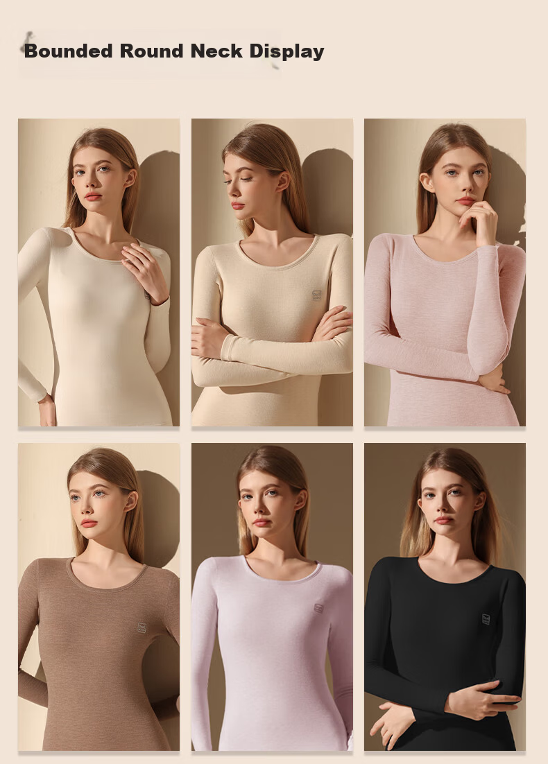 MiiOW 【Goose Down Silk】2025 New Warm Underwear Women's Half High Collar Cashmere Thermal Thickened Autumn Clothes Autumn Pants Set 16