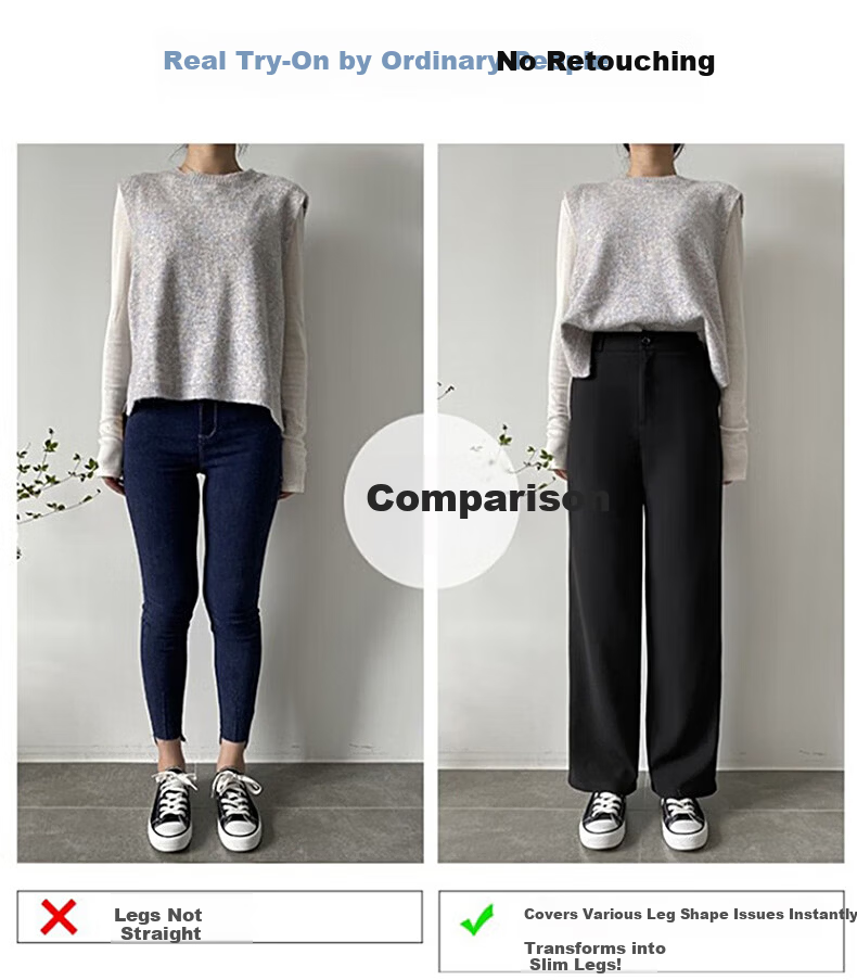 LangSha High Waist Straight Leg Suit Pants for Women Spring Summer Lightweight Draped Slim Wide Leg Casual Work Trousers 15