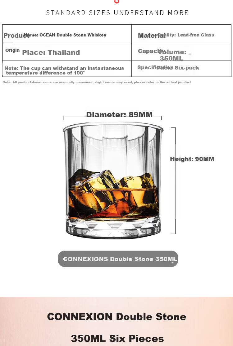 Ocean Thai Imported Glass Whiskey Tumblers Set of 4 Patterned 350ml 4