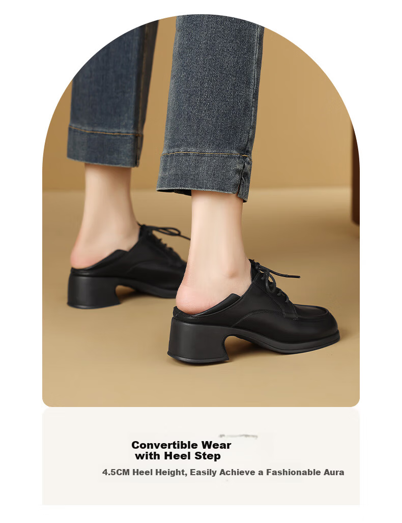 Mulinsen Women's Loafers Elegant Versatile Mom Shoes Commuter Lace-up Leather Flats Black 38 4