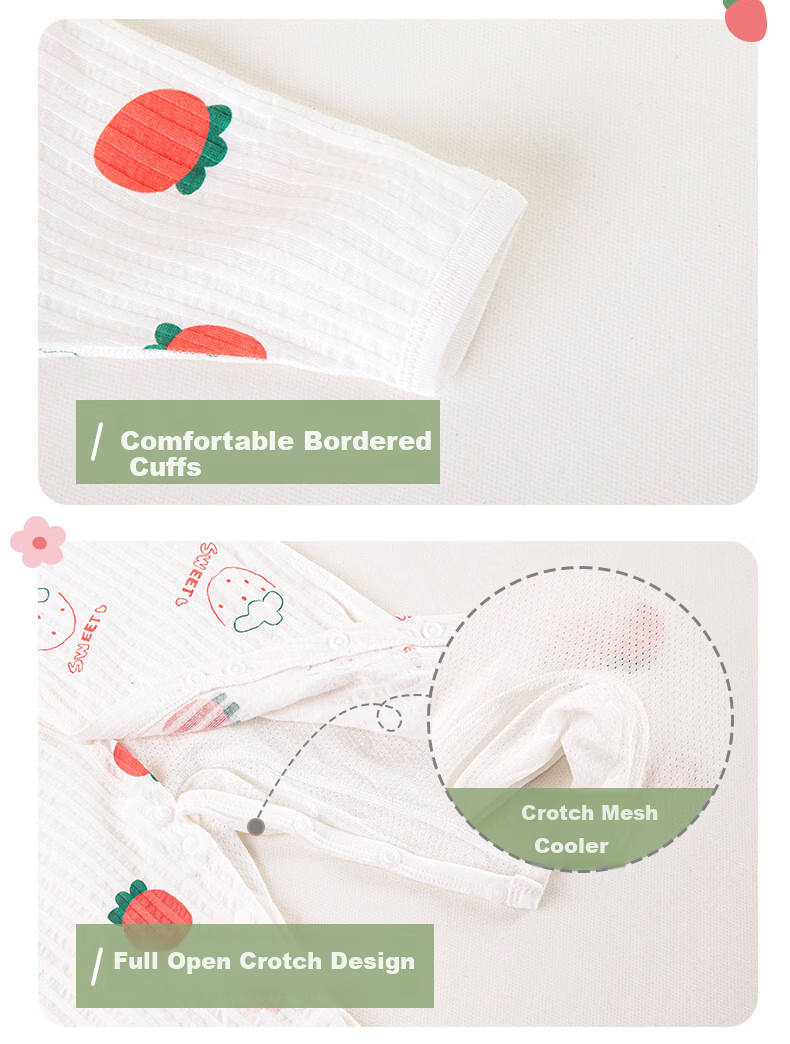 Tonglian Chuxin Baby Summer Romper Long Sleeve Mesh Cotton Thin Newborn Infant Air Conditioning Clothes Summer Wear 10
