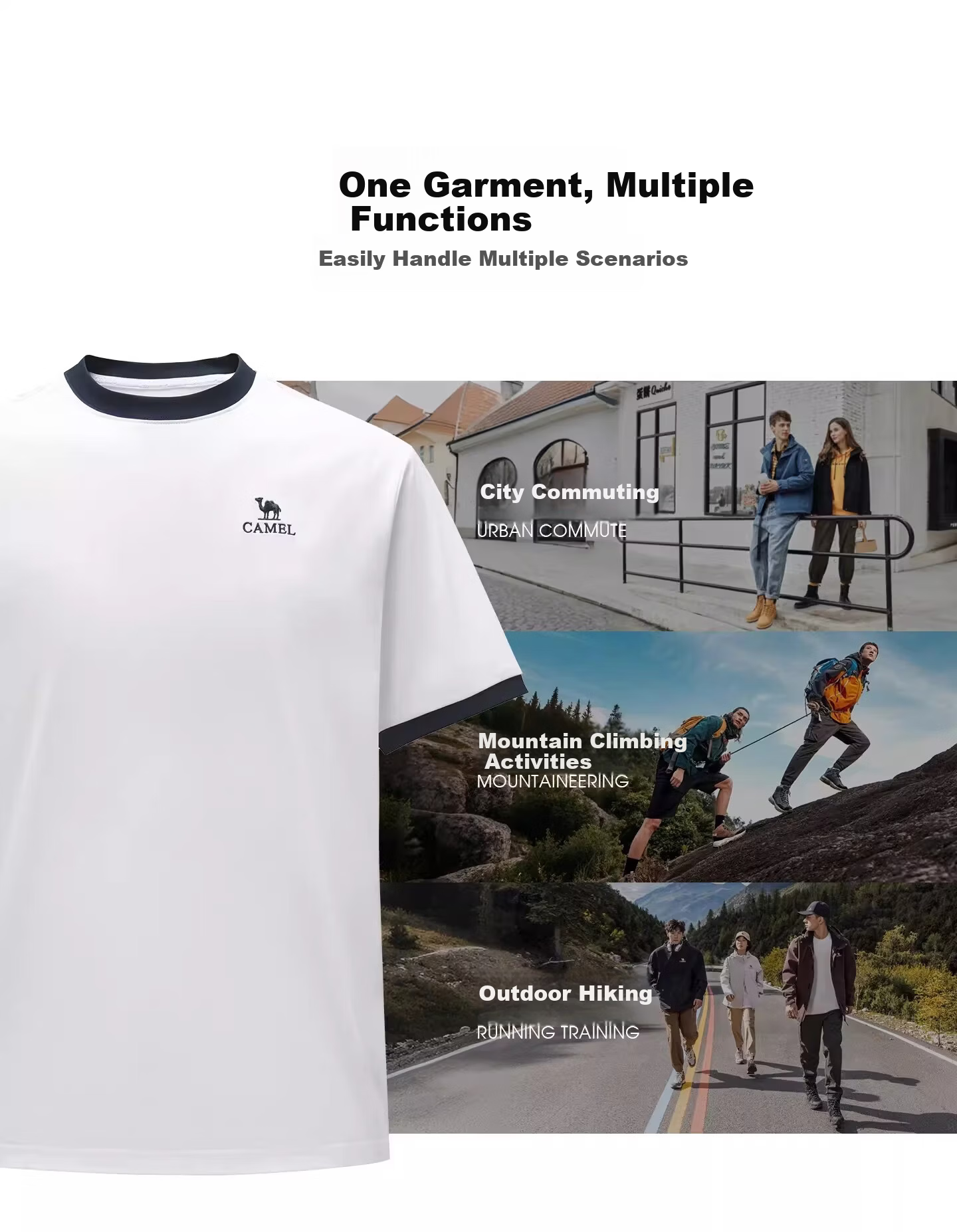 CAMEL Outdoor Quick-Dry Short Sleeve Unisex 2026 Spring Summer Breathable Sports Loose Fit Crew Neck Casual T-Shirt 9096 12
