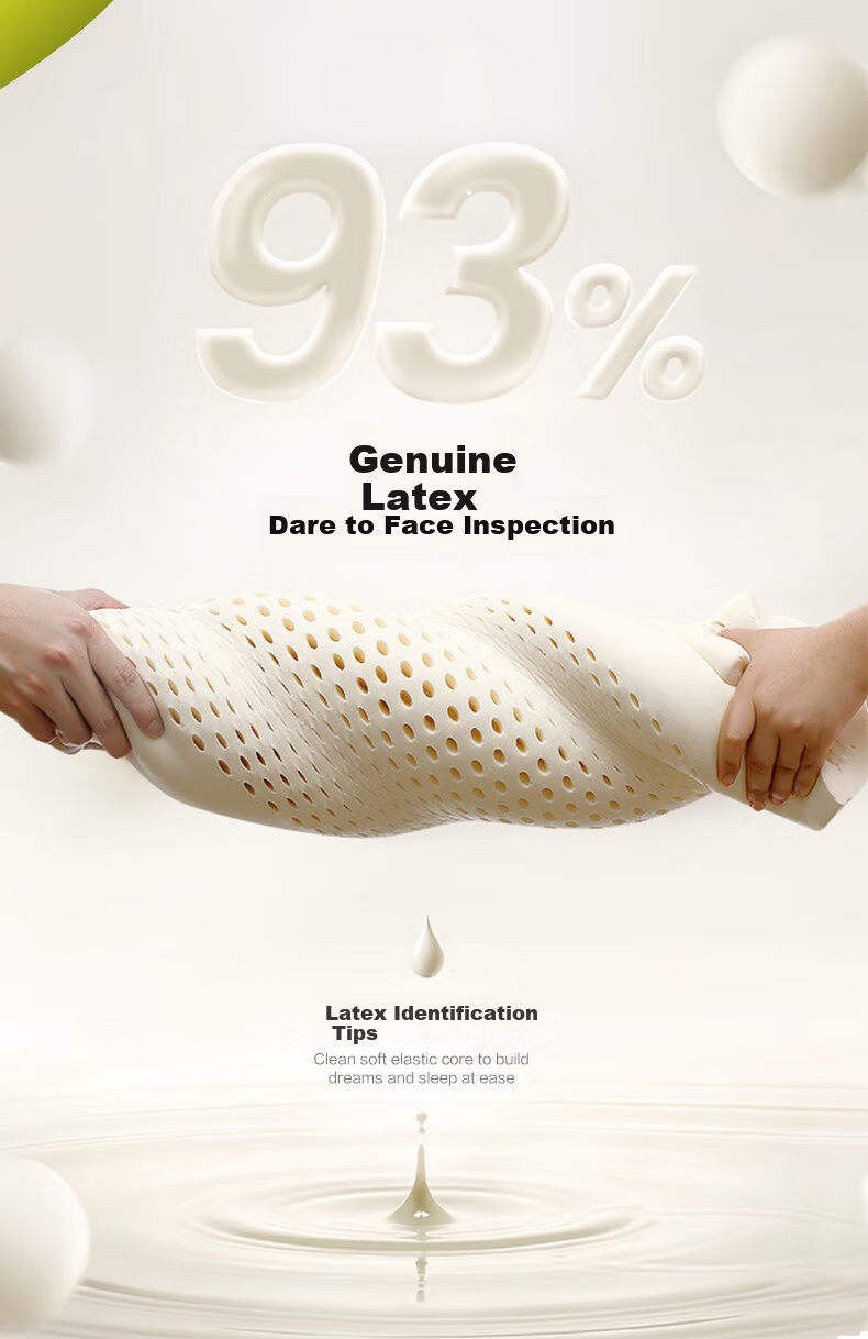 FUANNA Thai Imported Natural Latex Pillow, Antibacterial Fabric Wavy Breathable Adult Cervical Pillow Core Gift 60*40cm 5