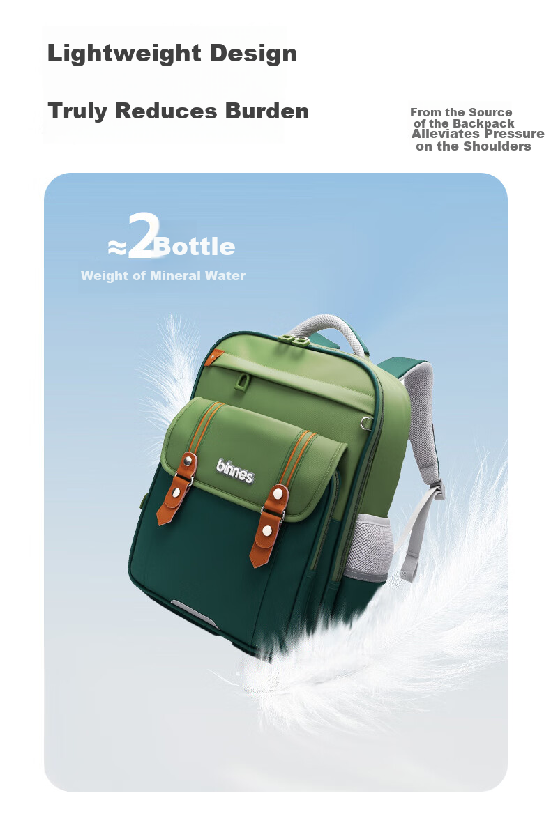 Sunshine 8 O'clock Primary School Student Backpack Kids Boys Girls Ergonomic Lightweight Large Capacity Grade 1-3 Double Shoulder Bag 12
