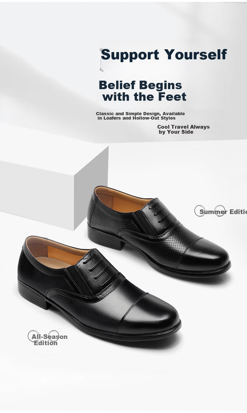 Qiangren Classic Formal Men's Shoes Jihua 3515 Quality Business Single Leather Shoes Three-seam Black Size 38 5